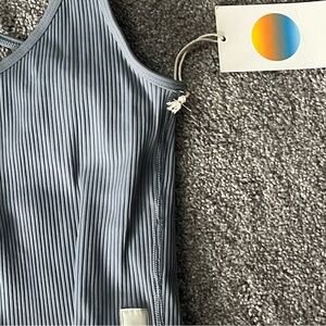 Vuori Light Blue Ribbed Sports Bra